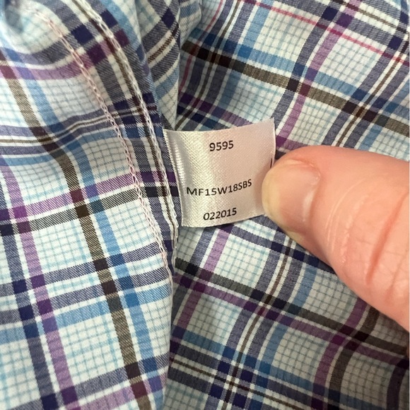 Peter Millar 'Seaside Finish' Short-Sleeve Button Up Plaid Shirt, Blue Green, XL - Picture 6 of 8